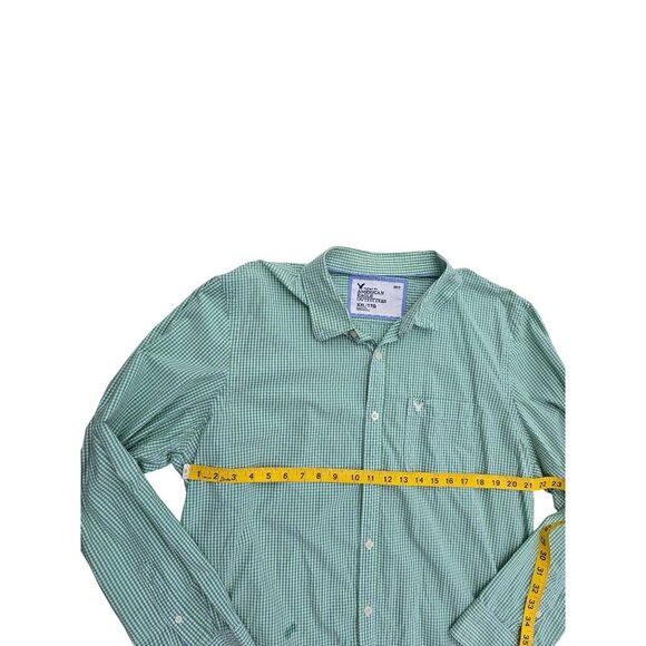 American Eagle Men’s Button-Down Green Gingham Check Shirt XXL Cotton - Picture 5 of 5